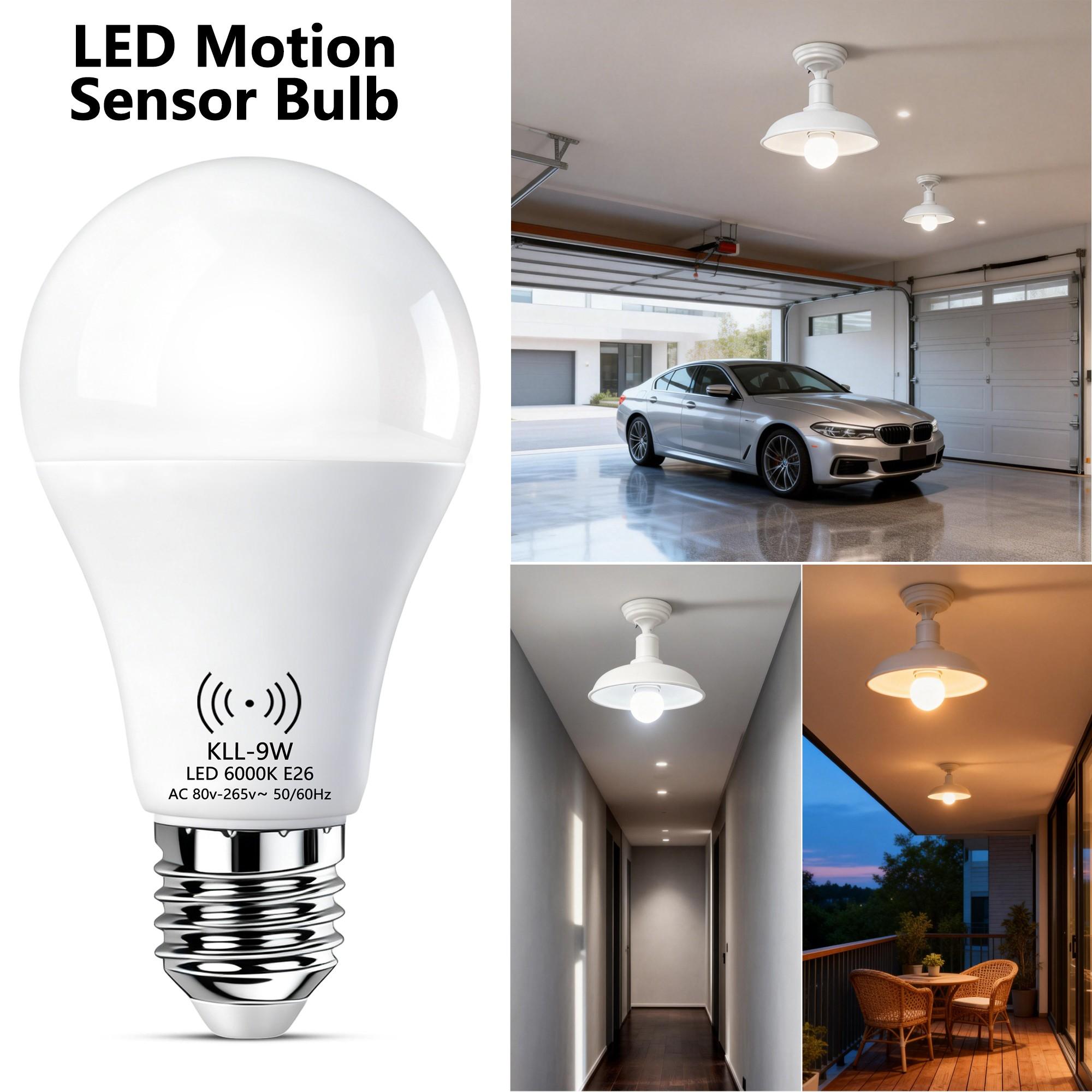 Kasotile Motion Sensor LED Bulb, 9w 3000k/6000k, Ac 80-265v, E26/e27 Base, Indoor Lighting, Hallway Lamp, Energy Efficient