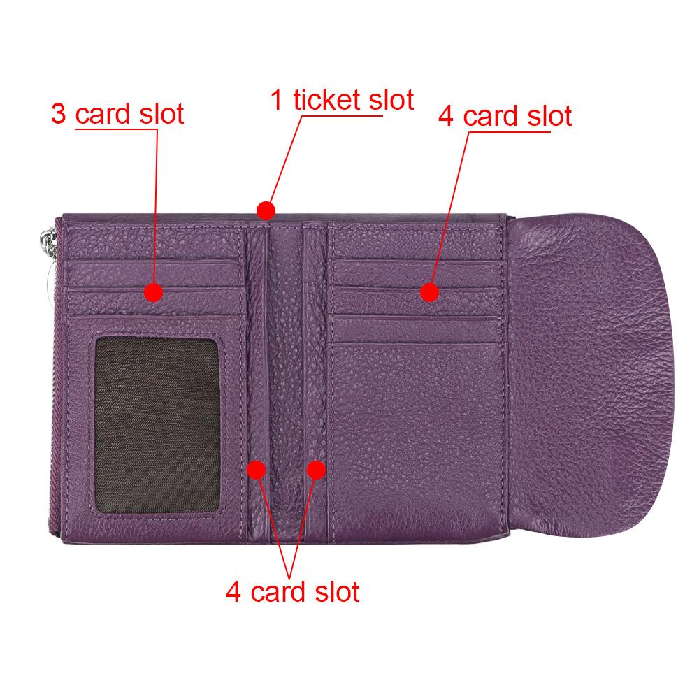 Royal Bagger RFID Blocking Women's Short Wallet Genuine Leather Multi-card Slots Card Holder Trifold Purse Magnetic Opening 2063 SpringStatements