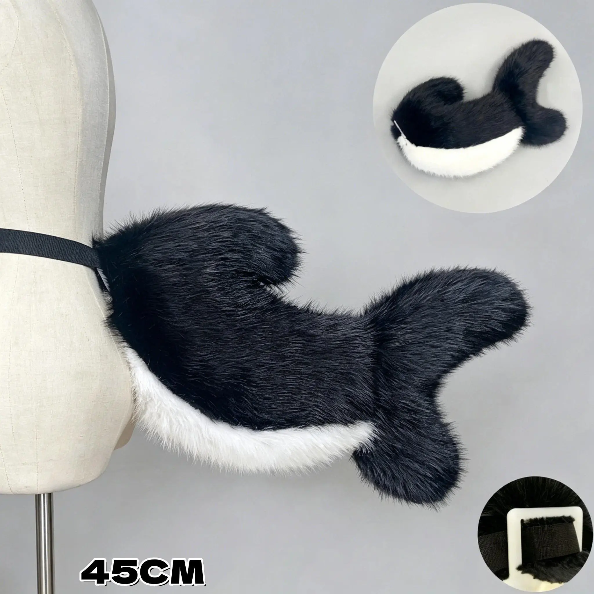 Handmade Plush Shark Tail Kig 54CM Simulation Beast Cosplay Prop Cute Furry Fursuit for Costume Accessories