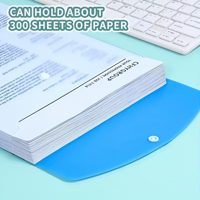 A4 Expanding File Folders with Button Closure, Durable PP Plastic Document Organizer, Locking Mechanism, Vibrant Colors, Office Supplies