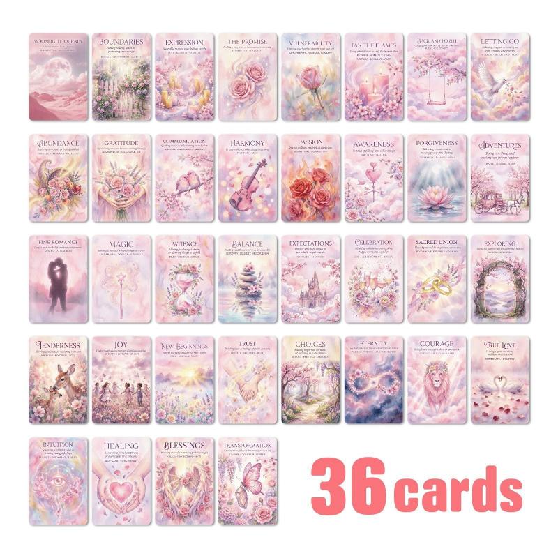 36-sheets pink and cozy Oracle card set for personal growth reflection Greetings card postcard for family