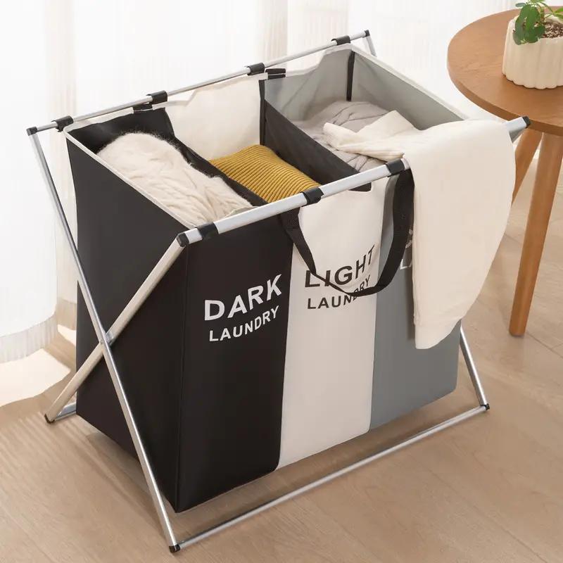 1 Piece Large Laundry Hamper, 3 Tier Laundry Basket, Foldable Dirty Clothes Organizer, Laundry Sorter with Handle, Waterproof, Portable, Freestanding Laundry Hamper for Bedroom