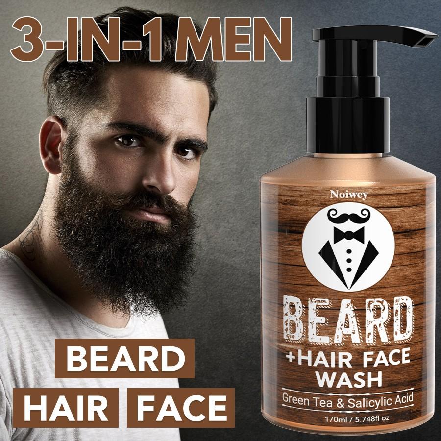 170ml Beard 3 in 1 for Hydration And Care, Featuring Green Tea & Salicylic Acid, Beard Hair face wash, And Beard Cleaning MILK, Designed for Gentle, Mild Cleansing And Moisturizing, Ideal for Maintaining Men'S Beards cleansing,The best choice for gifts