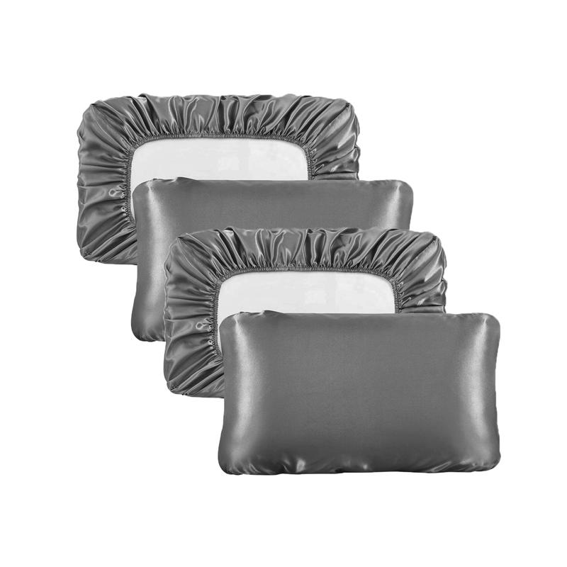 Solid Color Satin Pillowcase, Soft Pillow Cover, Pillow Protector for Home Bedroom & Travel, Bedding Supplies