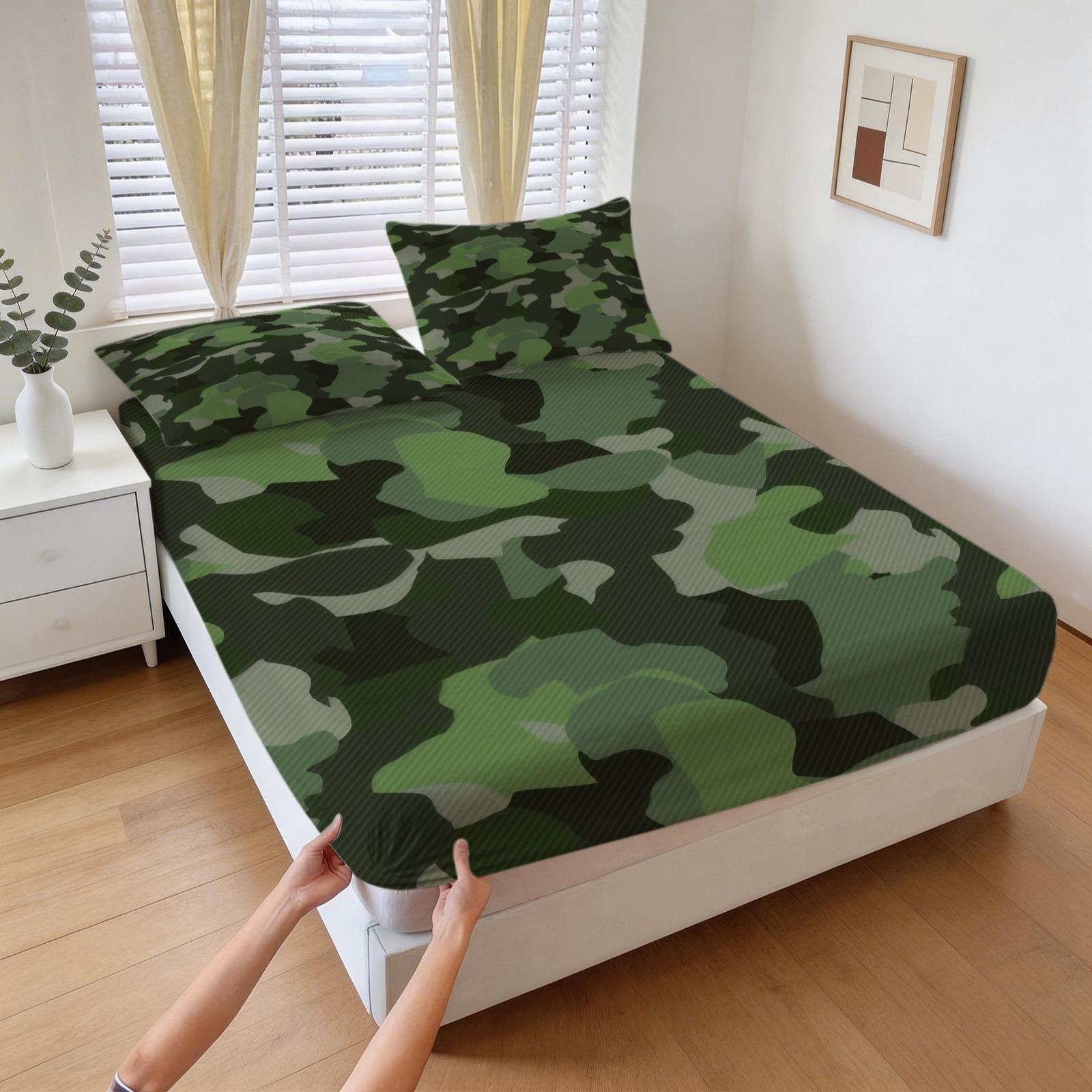 Camouflage Themed Bed Sheet, Soft And Comfortable Bedding Set (1 Bed Sheet+2 Pillowcases, No Pillow Core), Suitable For Teenagers And Adults, Bedroom, Dormitory, And Guest Room Scenes