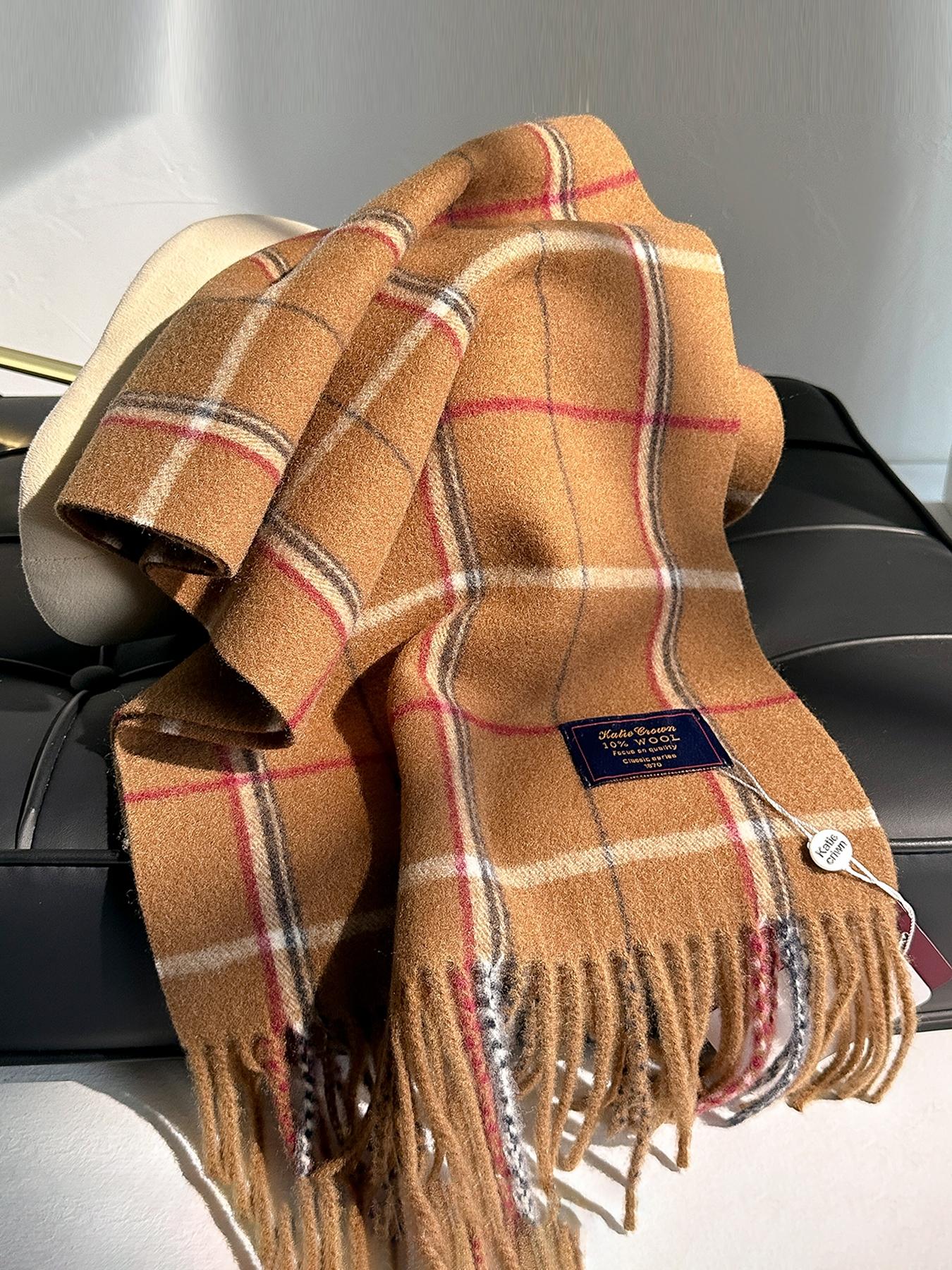 Women's Plaid Pattern Scarf, Casual Fitted Structure Design, Warm Daily Wear Accessory, Fashionable Comfortable Multifunctional Shawl for Fall & Winter