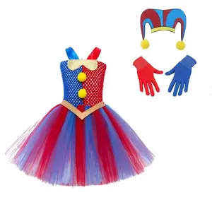 Hot The Amazing Digital Circus  Pomni Costume Tutu Dress Cartoon Clown Cosplay Costumes Halloween Carnival Party Clothes