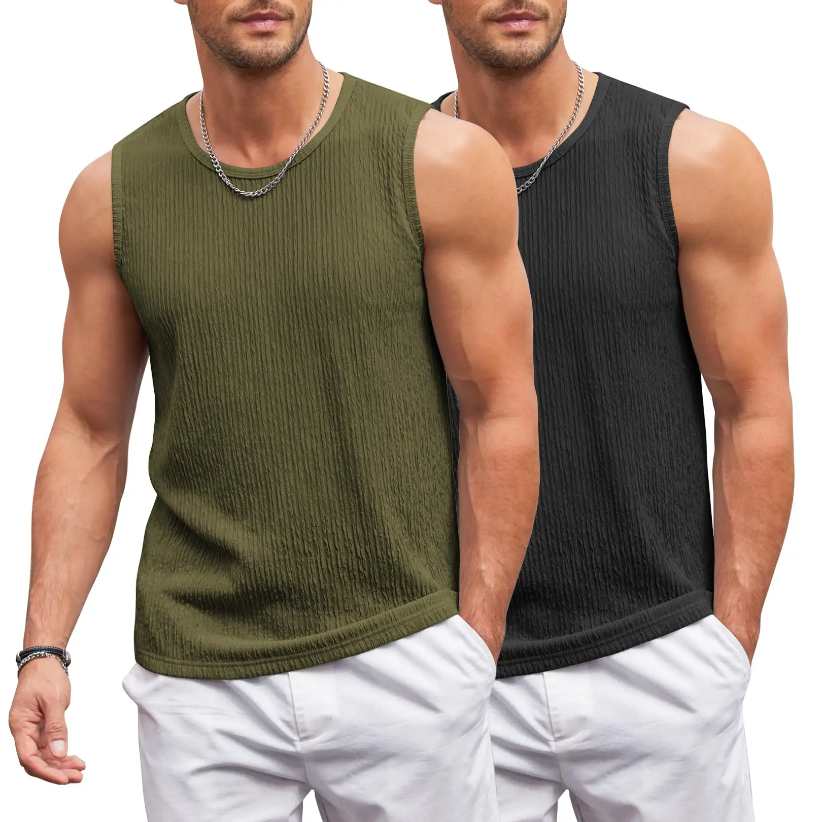 COOFANDY Menswear Men's 2-Pack Casual Knit Tank Tops, Sleeveless Lightweight Muscle Basic Tees