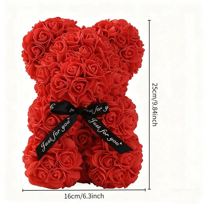 Eternal Rose Bear - Artificial Flower Teddy Bear Keepsake, a Timeless Valentine's & Anniversary Gift for Lasting Romance and Elegant Home Decor