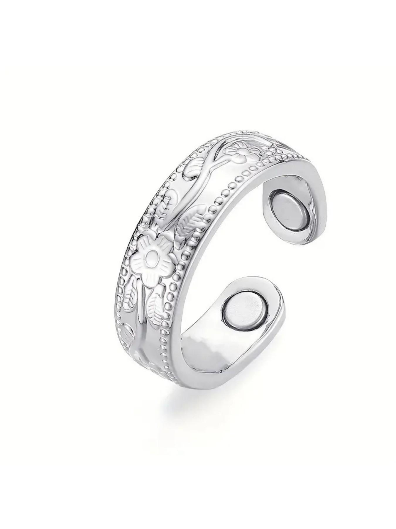 Trendy Luxury Copper Plum Four Magnet Therapy Ring, Couple's Fashion Jewelry, in Stock, Perfect Gift for Lovers