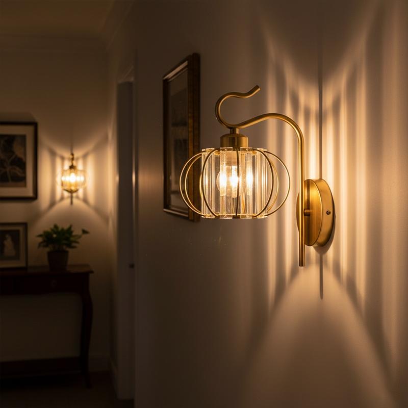 /gold Crystal Wall Light, Straight Groove E2 Socket Creative Lamp, Suitable for Hallway/bedroom/living Room, Indoor Lighting (no Bulb Included)