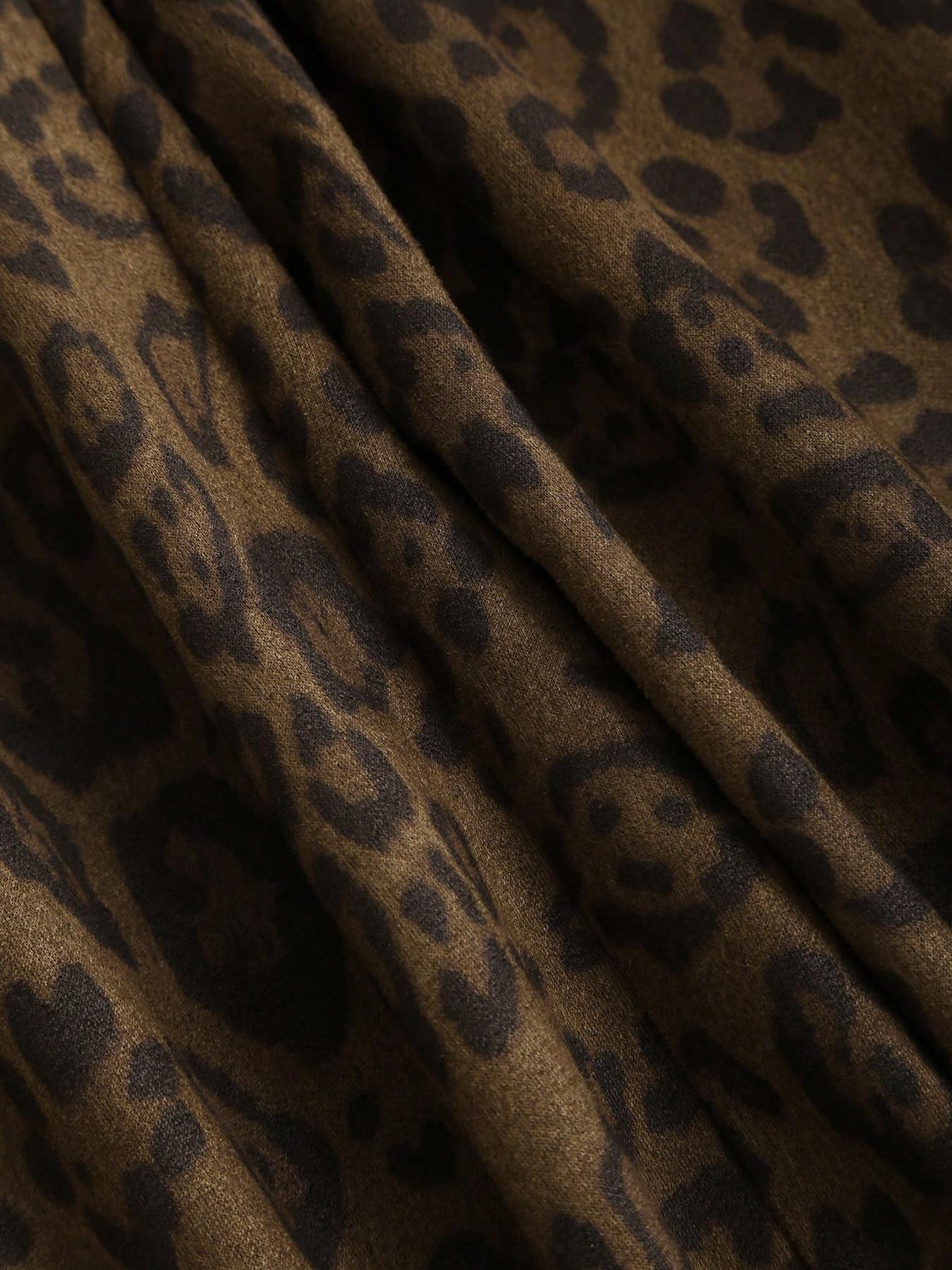 Women's Casual Leopard Print Wide Leg Pants, Loose Fit High Waist Trousers, Comfortable Fashion Bottoms for Daily Wear Women's Casual Leopard Print Wide Leg Pants, Loose Fit High Waist Trousers, Comfortable Fashion Bottoms for Daily Wear