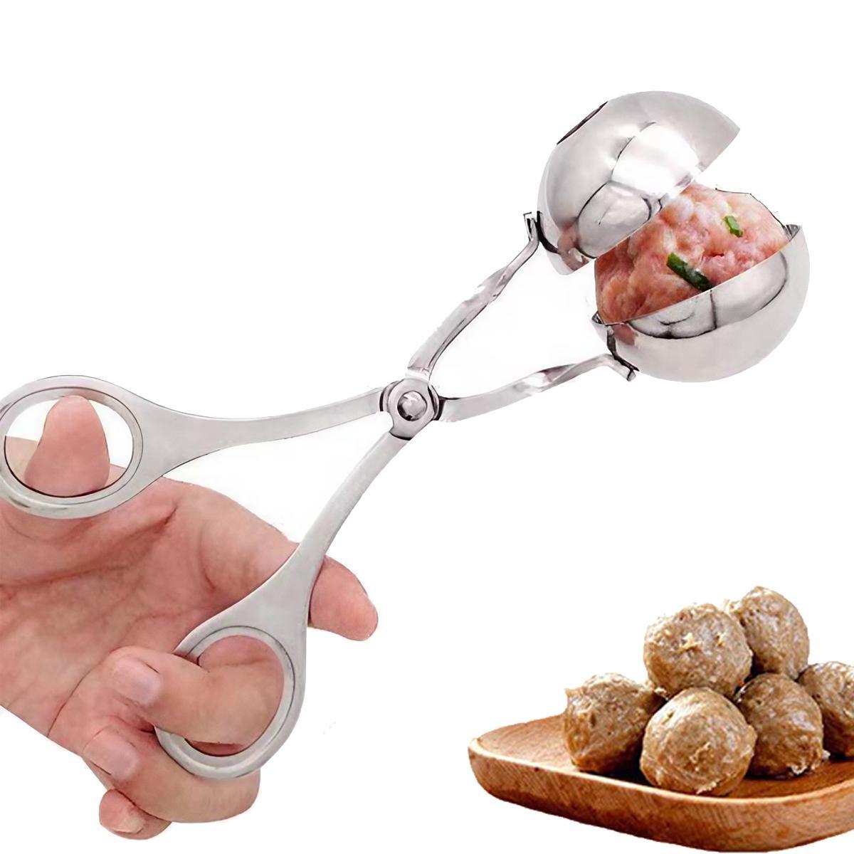 Portable Stainless Steel Multi-Function Ball Maker Tool, S/L Sizes for DIY Fish Ball Rice Ball Ice Cream Scoop Mold, Kitchen Cooking Handheld Accessory