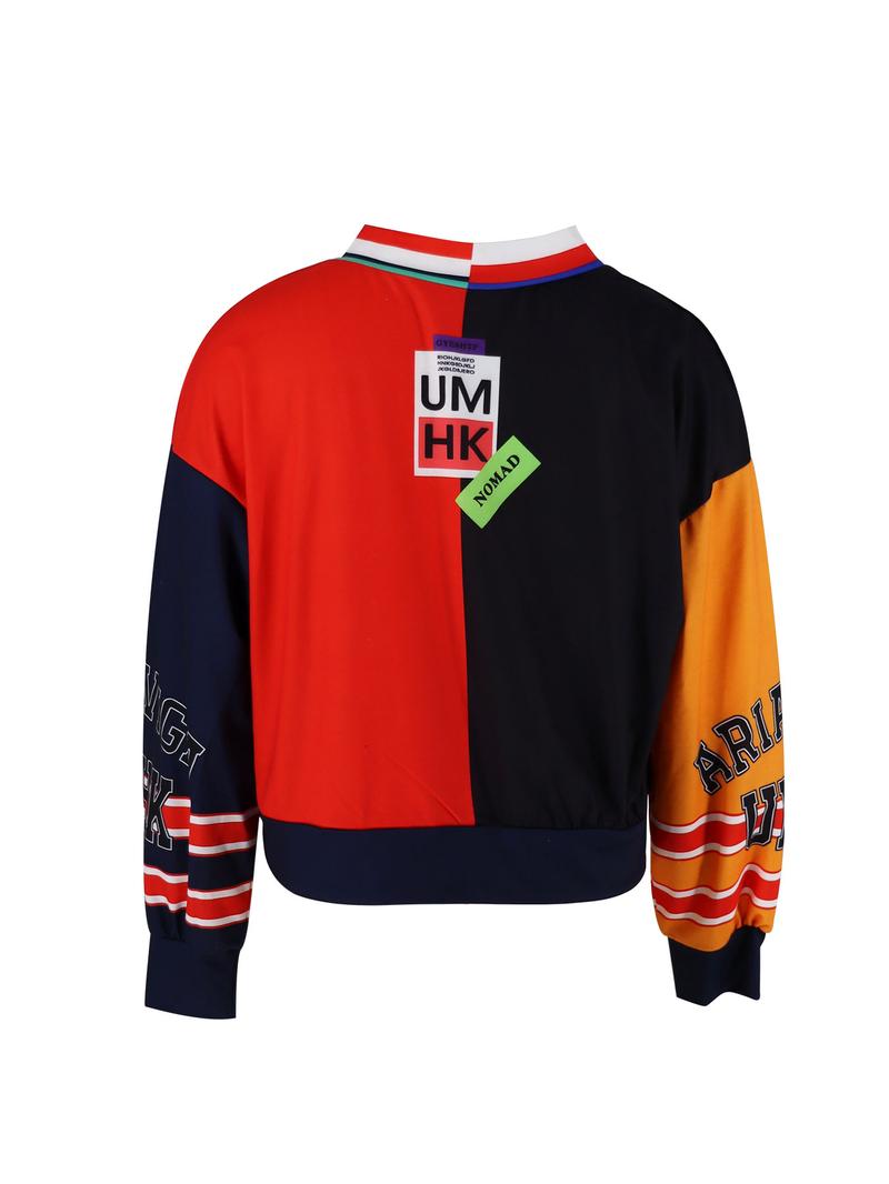 Women's Colorblock Letter Print Drop Shoulder Pullover, Fashion Casual V Neck Long Sleeve Sweatshirt for Daily Outdoor Wear, Women Fall & Winter Clothes