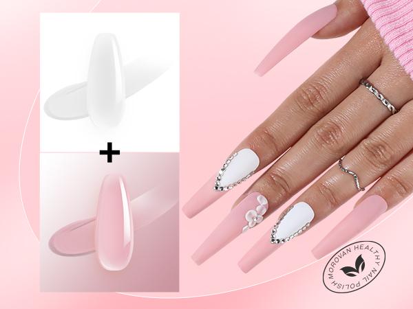 Morovan Blossom Series Acrylic Nail Kit with UV Lamp 4Colors Gel Polish 12Glitter Powder Complete Tools for Beginners Manicure Cuticles