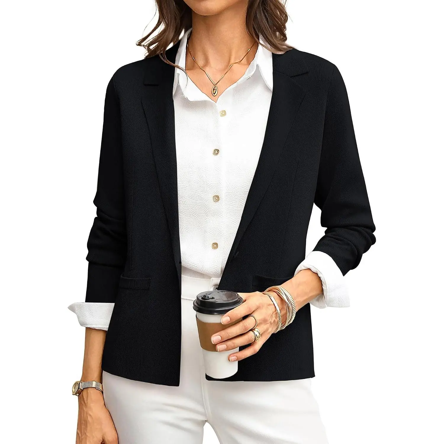 Women Sweater Blazer Business Casual 2026 Knit Suit Jackets Long Sleeve Lightweight Cardigan Work Office