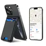 For Magsafe Wallet, Works with Apple FindMy (only IOS), Strongest Magnetic Wallet for IPhone 16 15/14/13/12 promax plus Series, for iPhone Wallet with Adjustable Stand, Vegan Leather Black, 6 Cards Holder