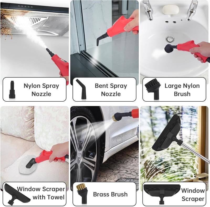 Portable Handheld Steam Cleaner, Large Capacity 10-second Rapid Heating Steam Machine, Equipped with 8 Accessories, Suitable for Home, Car, Kitchen