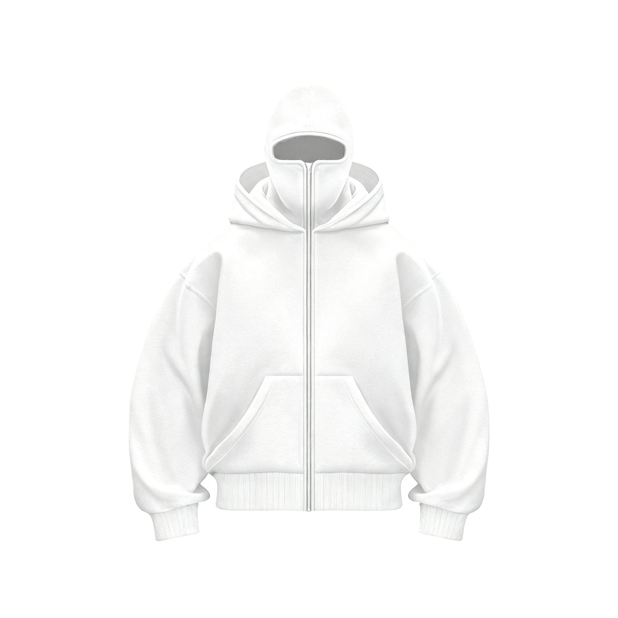 Black Full Zip Balaclava Hoodie for Men & Women, Oversized Streetwear Hooded Jacket with Face Cover, Warm Long Sleeve Sweatshirt, Kangaroo Pockets, Casual Winter Outdoor Travel Motorcycle Cycling Hip Hop Y2K Daily Wear, Unisex Urban Fashion Outerwear Coat
