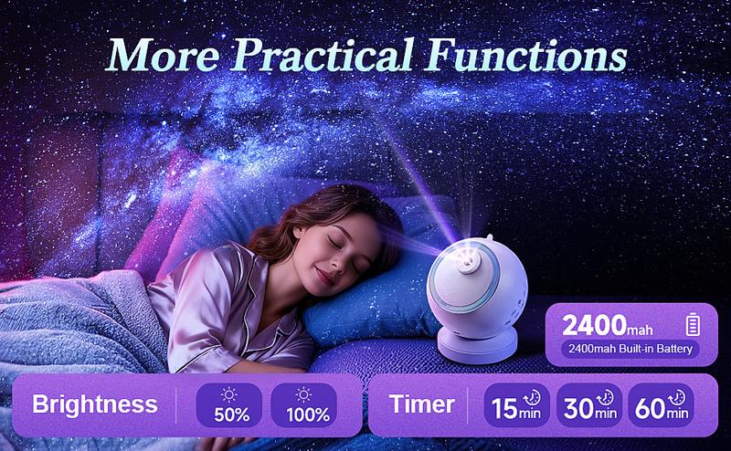 Valentine's gift，Planetarium Projector, HD Film Galaxy Projector for Bedroom, Rechargeable Star Projector Galaxy Light with 15Music&Bluetooth, SpaceProjector with Timer,Moon Light Lamp for Bedroom Decor