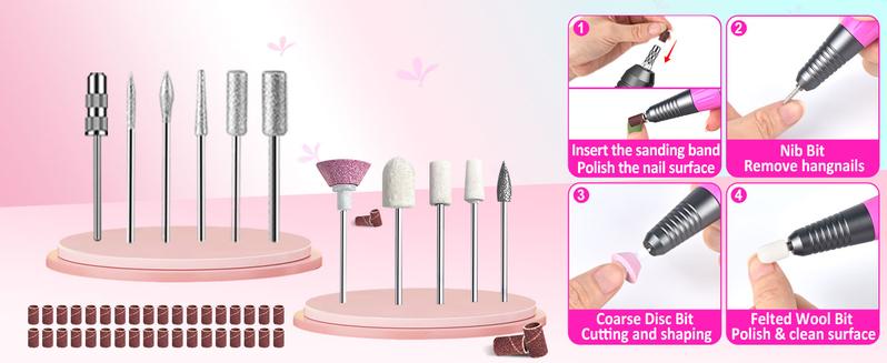 Professional Nail Drill 35000RMP Electric Nail File Nail Filer Electric E Filer for Nails, Nails Drill Kit with Nail Drill Bits and Sanding Bands and for Acrylic Nail Gel Nail Manicure Pedicure