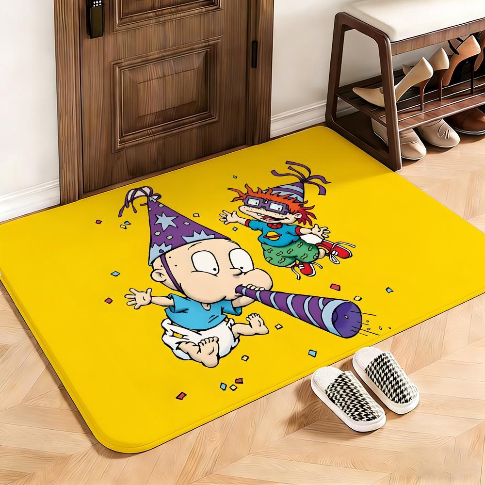Classic Rugrats Floor Mat This soft flannel mat provides a cozy Soft flannel mat with quick water absorption, non-slip and durable. Easy to clean, ideal for bathroom and entryway use.