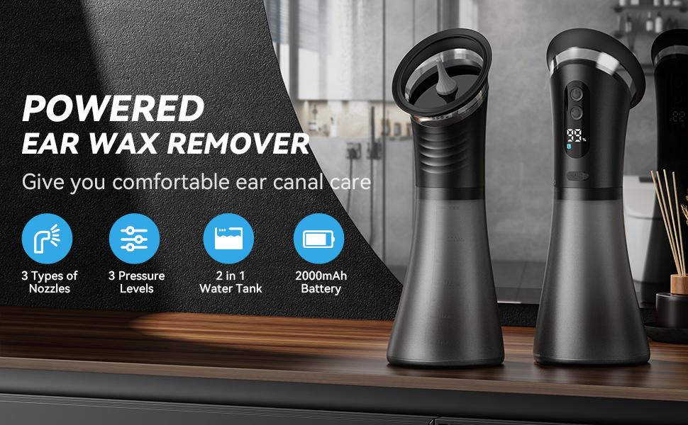 [Fast Shipping] E80 Upgraded 2-in-1 Ear Wax Removal Kit with Built-in Waste Tank, Rechargeable Water Spray, 4 Pressure Settings - Safe & Effective Ear Canal Irrigation System for Earwax Removal