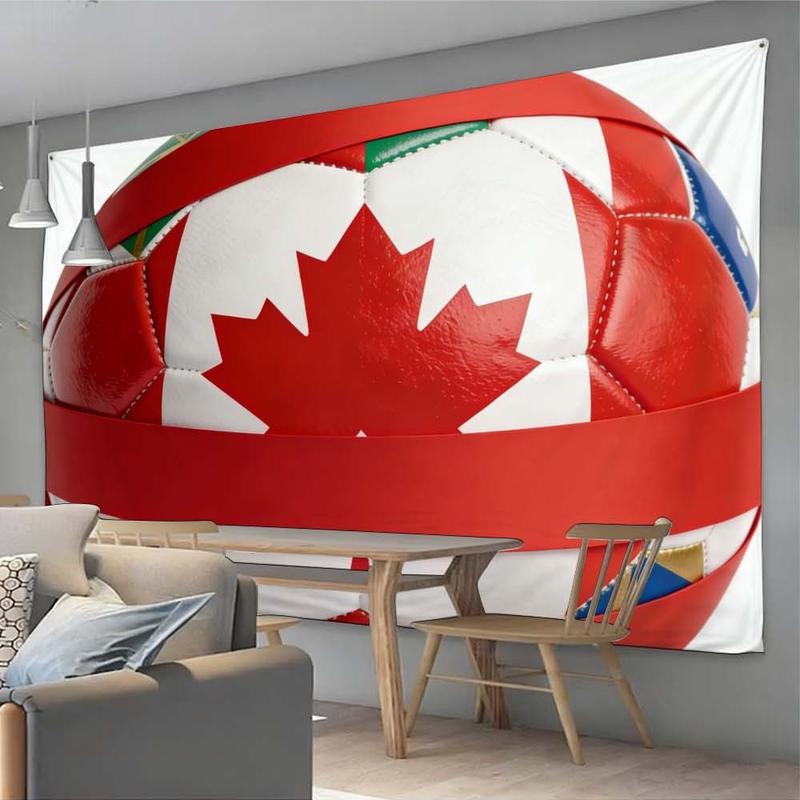1 pc microfiber FIFA World Cup Canada Flag Soccer Ball Tapestry Wall Hanging Living Room Bedroom Holiday Decor Ornament Tapestry Background Cloth Hanging Cloth Wall Cloth Decorative Cloth