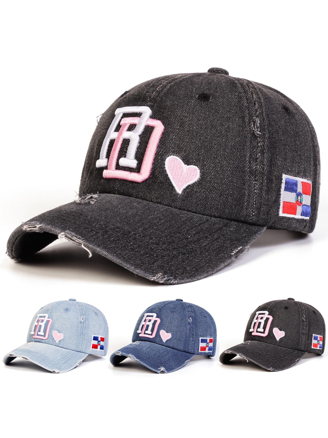 Unisex Denim Baseball Cap, Adjustable Sun Protection Casual Hat, Spring & Fall Outdoor Travel Beach Vacation, Fitted Letter Pattern, Quality Caps