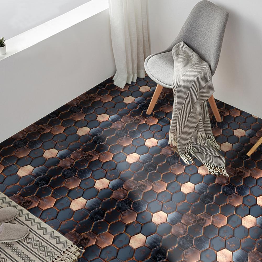 10 pieces of self-adhesive PVC floor stickers, thickened wear-resistant waterproof leather floor stickers, suitable for bedroom, kitchen, living room, balcony, bathroom and other floor decoration a