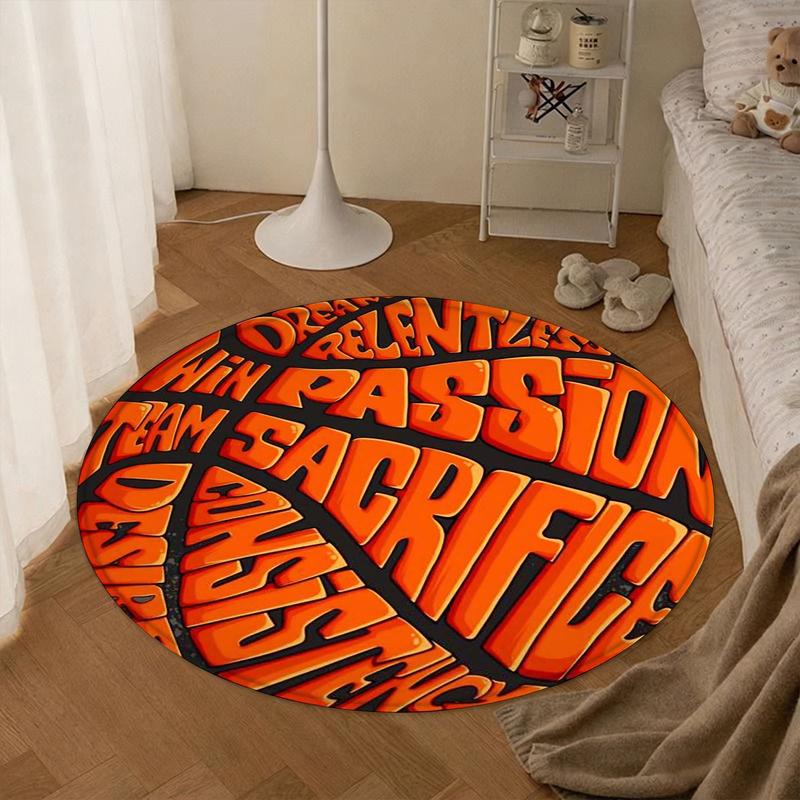 1pc Sports Theme Basketball Inspirational Rug, Durable Non-Slip Polyester Carpet for Gym Decor, Vibrant Indoor Home Decoration