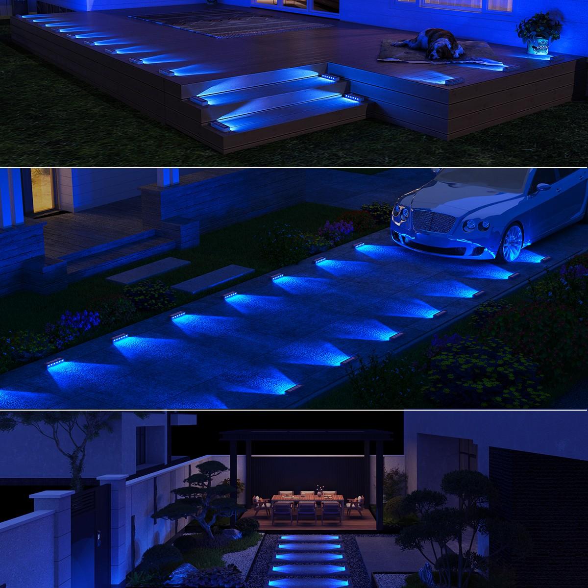 Solar Pool Lights, Waterproof IP68 Outdoor Step Lamps, Auto Switch, Solar Charging, Warm & Blue Light, 2/4/6/8 Pack, High Quality