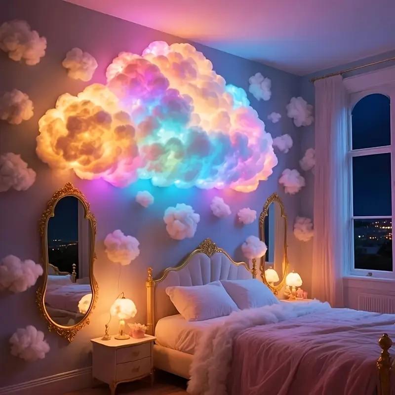 🎄Smart 3D Cloud LED Light | Color Changing & Music Sync Lights | Room Decor for Christmas, Halloween | USB Powered Family DIY Fun✨