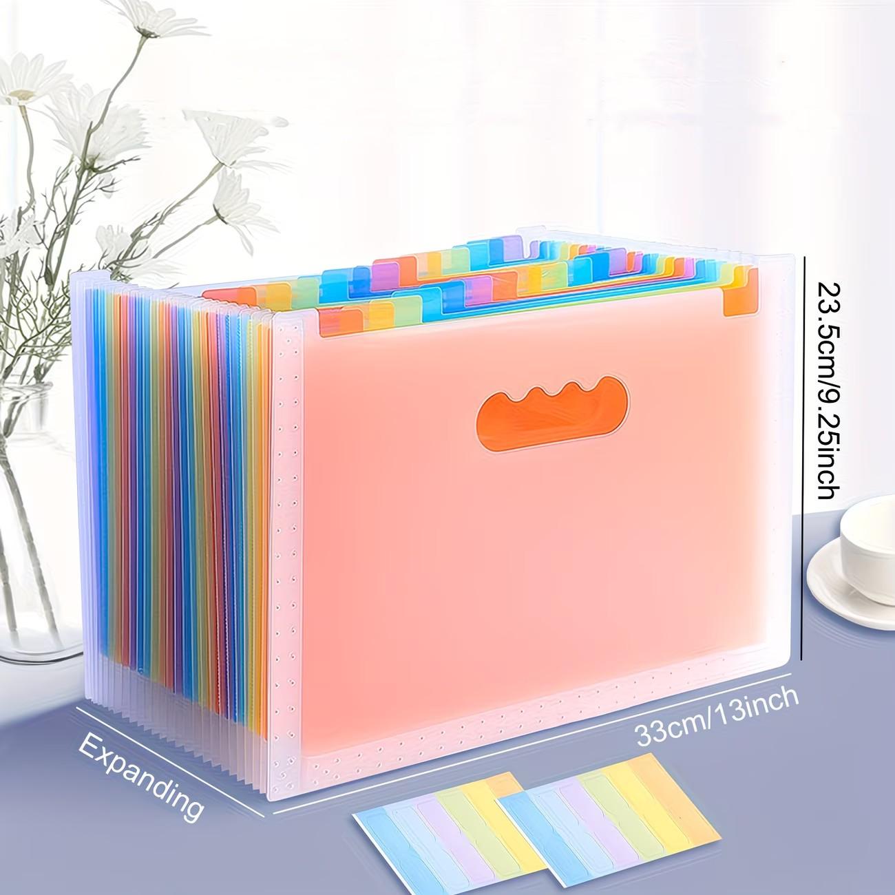 A4 Transparent Expandable Folder, 25 Layers Colorful Accordion Bag, Holds Up to 2000 Sheets, Ideal for Office Home School Document Storage