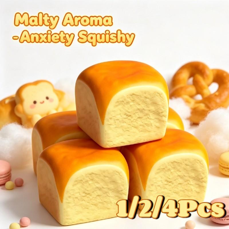 Bread Squishy Stress Toy - 1/2/4 Pcs Butter Slow Anxiety Squishy Stress Ball, Stress Relief Squishy, PU Material Fidget Toy, Unisex, Ideal for Office or Party Favor