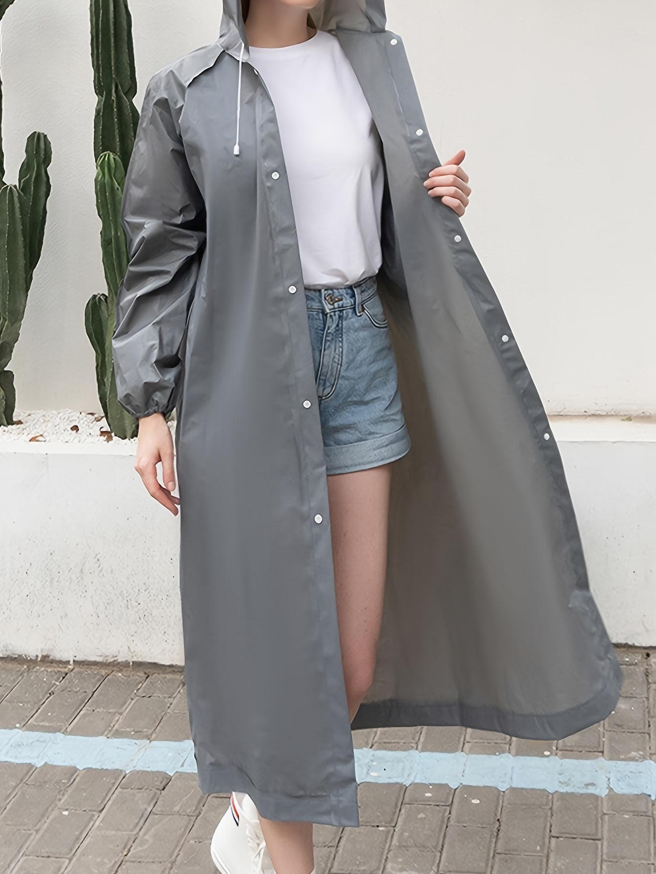 1pc Dark Gray Outdoor Sports Adult Raincoat, Windproof High Quality EVA Thickened Full-Body Coverall Rain Poncho for Travel, Outdoor Cycling, Portable Hooded Hiking Raincoat for Women