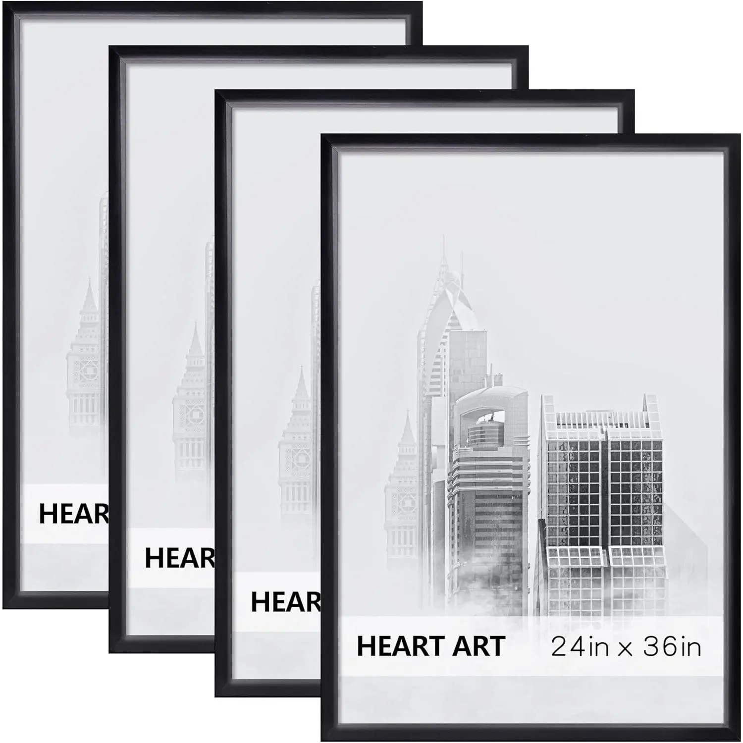 24X36 Poster Frames Without Mat Set of 4, Black |   wall picture display 24 x 36 Poster Frames