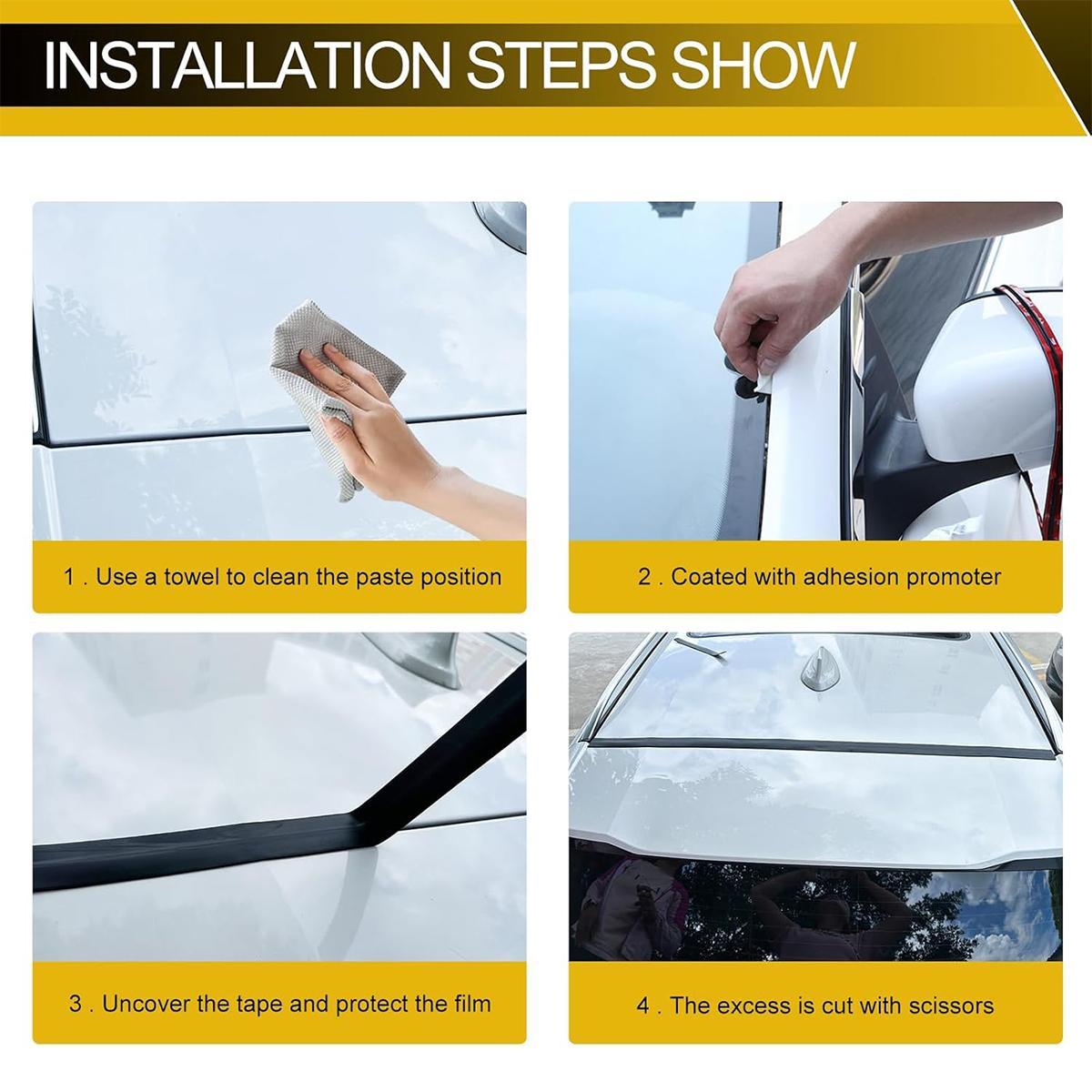 Car Windshield Rubber Seal, Car Windshield Seal Strip, Universal Car Window Seal, Car Exterior Accessories for Car Roof Windshield,Easy to Install,Water leakage prevention