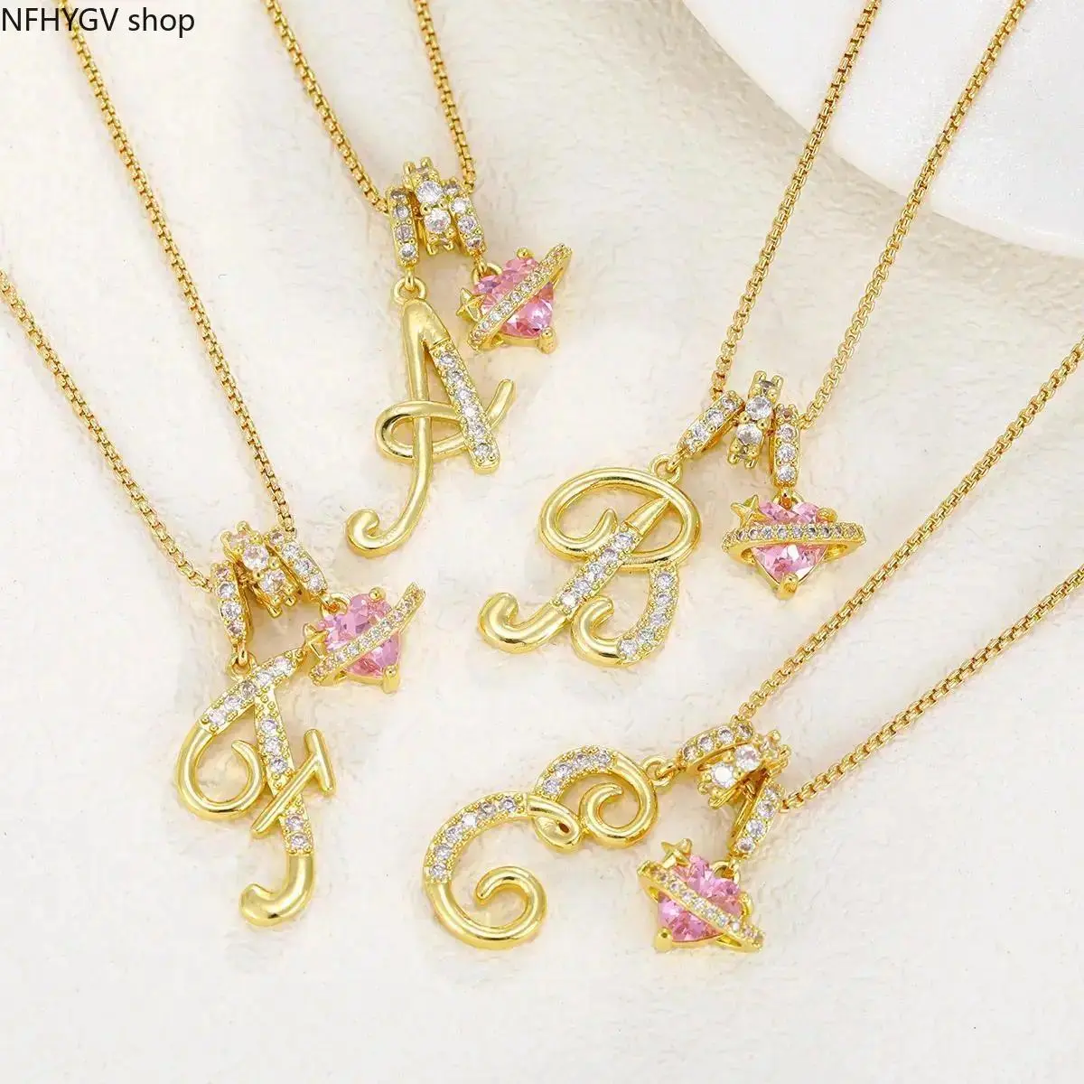 18K Gold Plated 3-Layering Initial Letter Necklace, A-Z Alphabet Pendant Snake Chain Choker With Pink Heart Zircon, Adjustable Neck Jewelry For Women Daily Wear And Valentine's Day Gift Giving Use