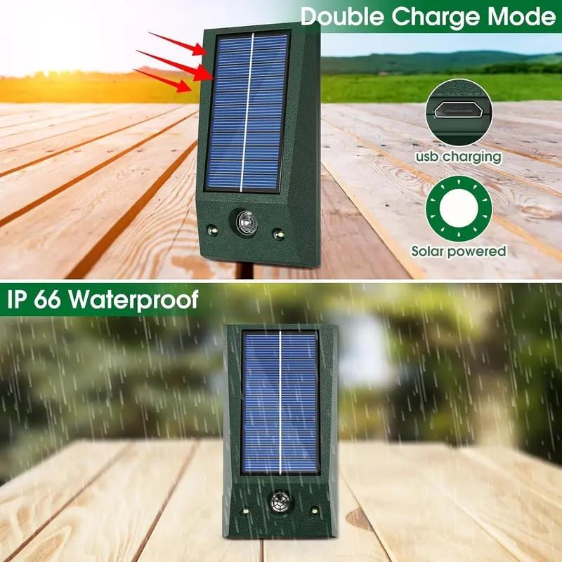 Ultrasonic Animal Repellent, Solar-Powered Cat Deterrent, LED Flashing Deer Repeller, Waterproof Bird Repellent for Gardens and Courtyards