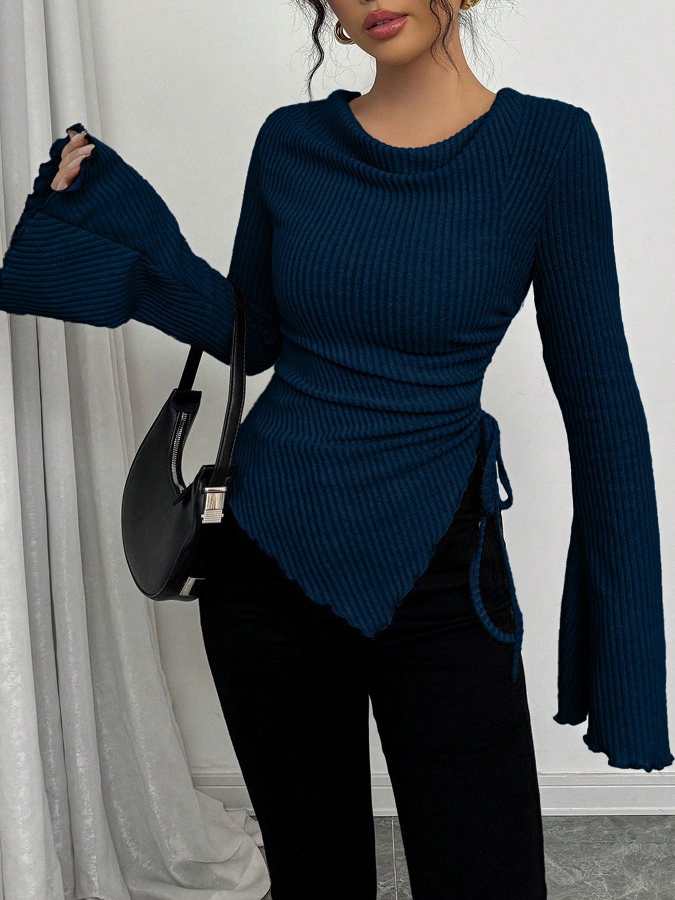 Women's Simple T-Shirt for Fall & Winter, Slim-Fitting Casual Top, Comfortable and Fashionable Everyday Wear