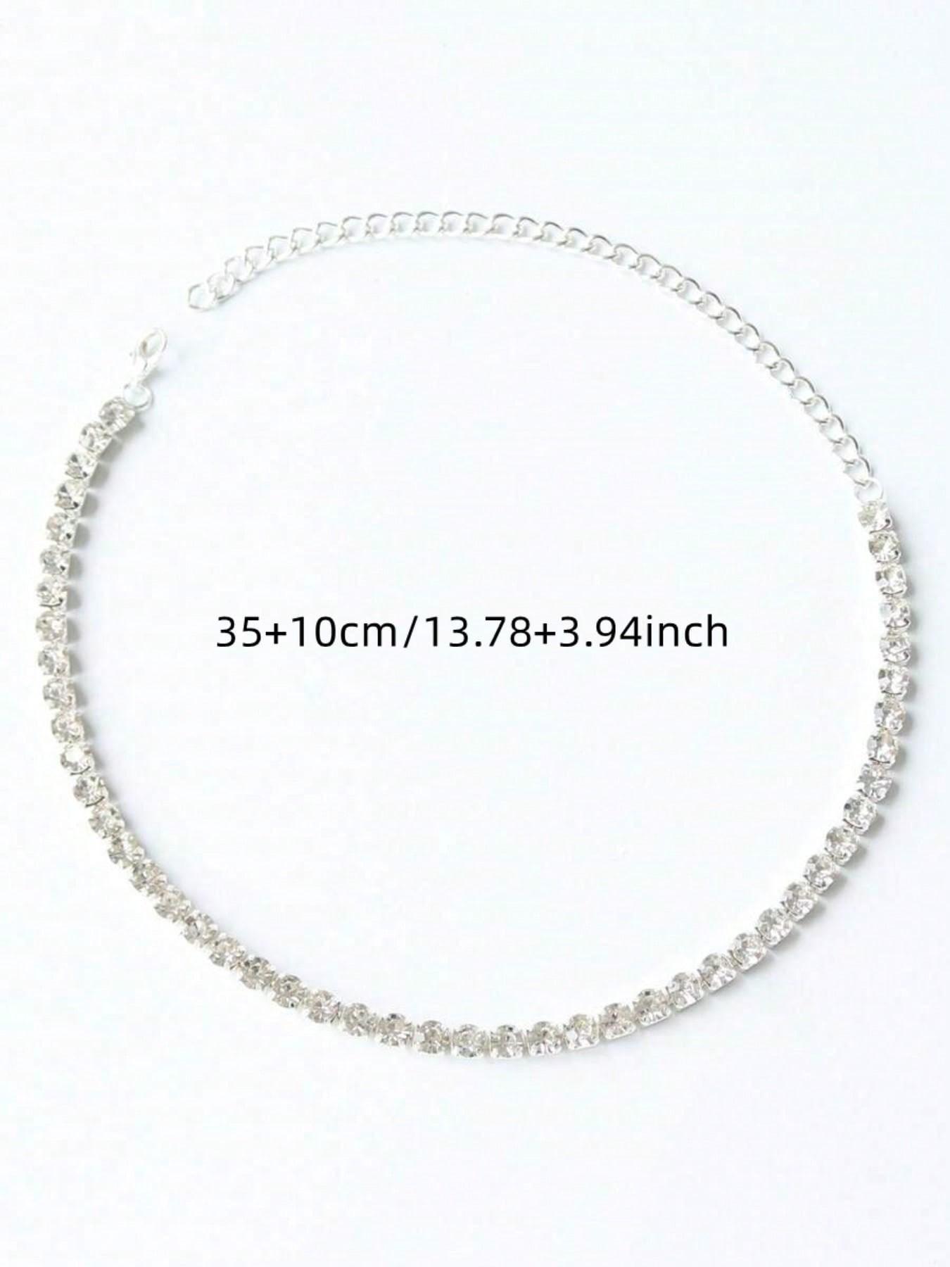 Rhinestone Necklace for Women, Elegant Diamond Inlaid Choker, Perfect for Formal Occasions & Party Wear, Stylish Shiny Fashion Jewelry, Rhinestone Decorated Necklace, Jewelry Accessories
