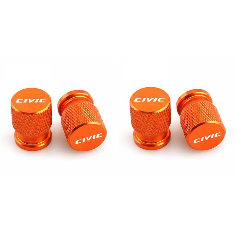 4pcs Aluminum Car Wheel Tire Valve Caps, Waterproof Tyre Rim Stem Covers, for Honda Civic Accord, Jazz, Pilot, Crv, Odyssey, Passport, City, Huttler, Hrv, Vezel