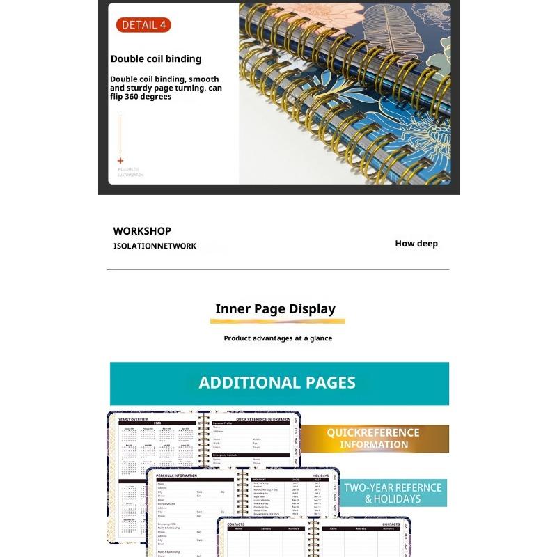 Spiral Notebook A5 Coil Diary Planner, 2026 English Notebooks for Business, Middle School Students, Exam Preparation, Work Schedule Book