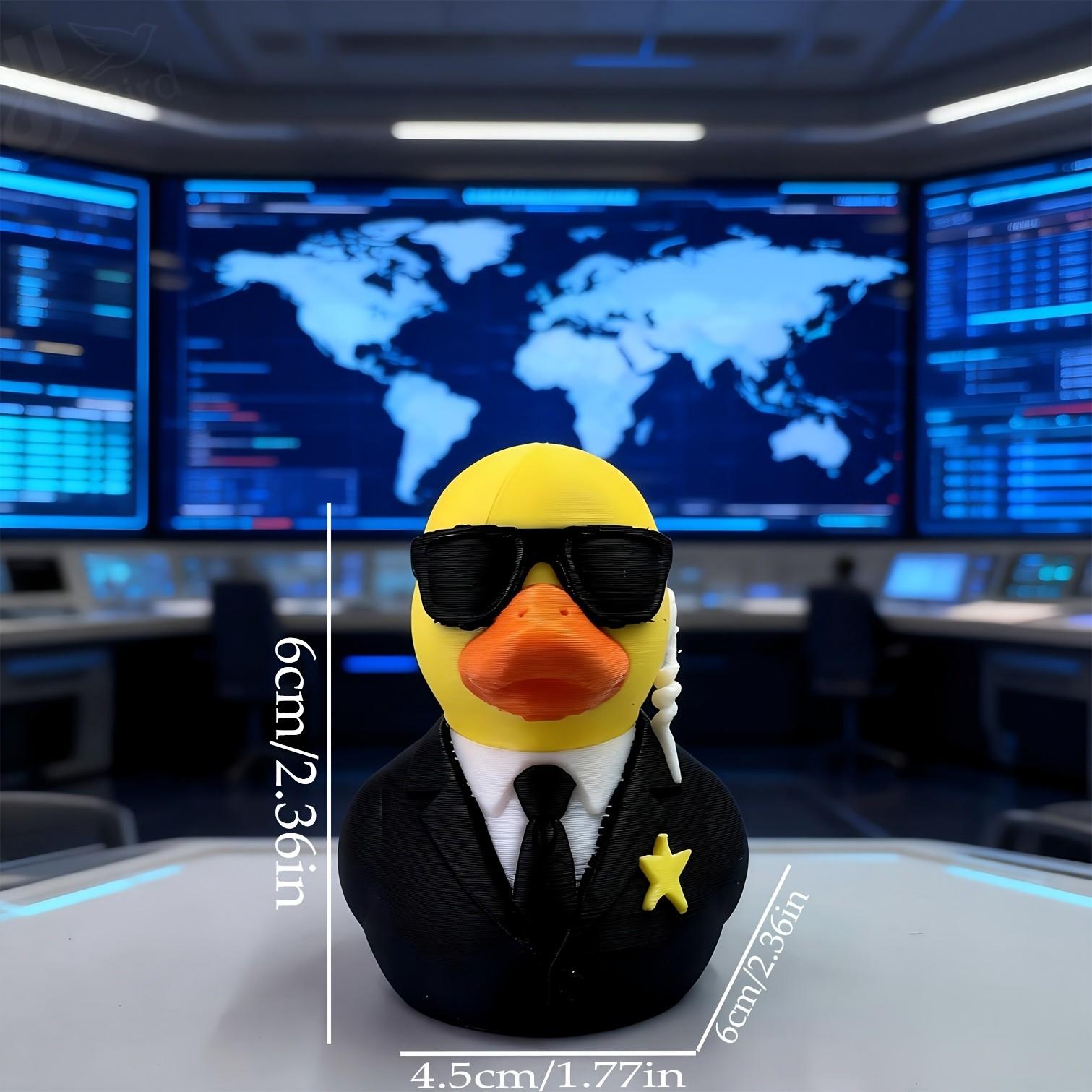 Security Agent Duck Figurine, Cute Style Collectible Handmade Toy, Home Bookshelf Desktop Decoration Ornament, Creative Art Display Piece