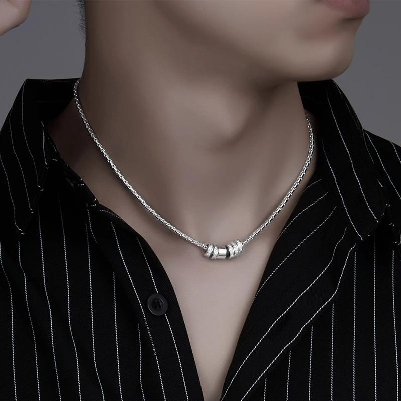 Sparkling diamond circle clavicle chain - men's trendy fashion slim waist stainless steel necklace - unisex couple style - trendy and versatile