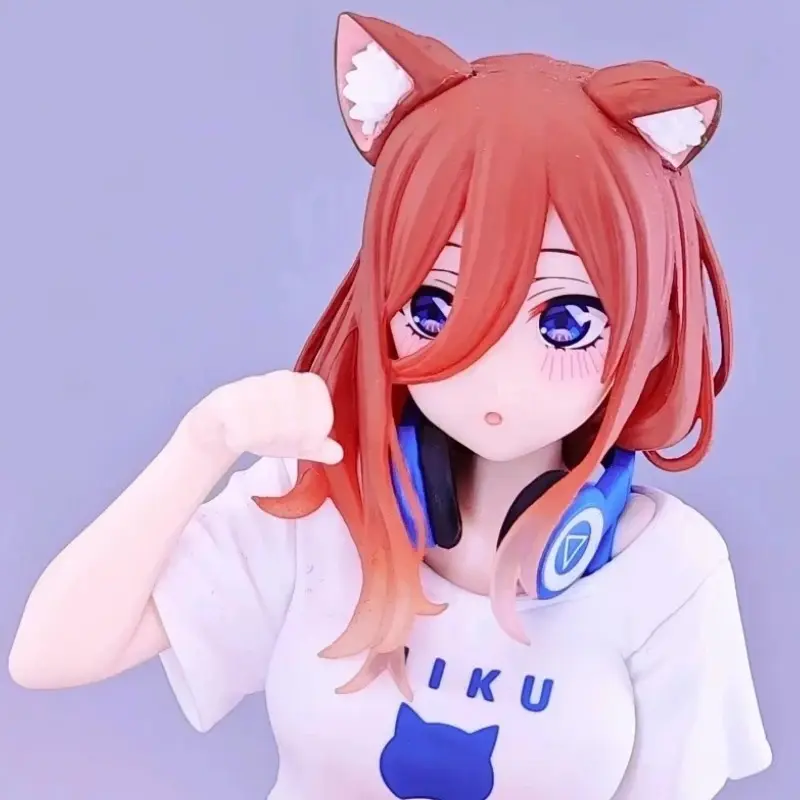Genuine The Quintessential Quintuplets Miku Nakano Cat Wear Illustration Ver. Figure Anime Desktop Ornament Holiday Gift