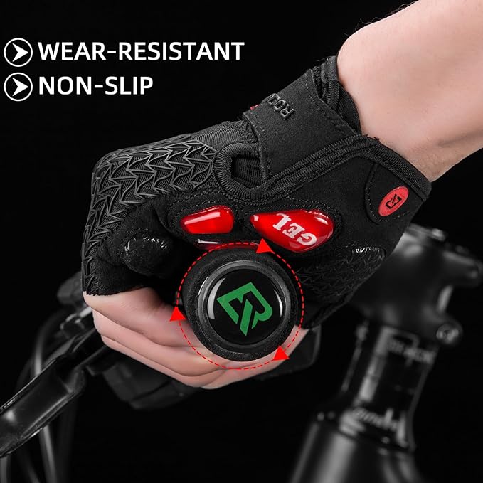 ROCKBROS Road Cycling Gloves for Men Women Commuter Gloves Half Finger Biking Gloves with Gel Padded Shock Absorbing, Breathable Anti Slip Road Bike Gloves for Summer Bicycling Riding