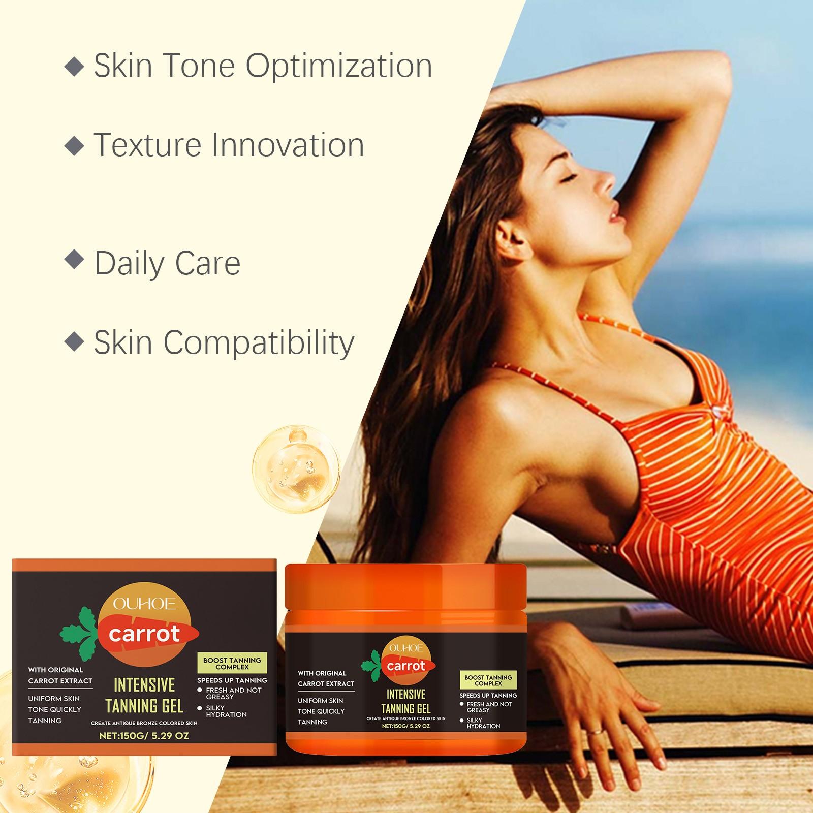 2-Pack Carrot Bronzing Gel (150g*2), Hydrating Lightweight Absorbent, Nourishing Skin Care, Bronze Color Bronzer & Tanning Gel