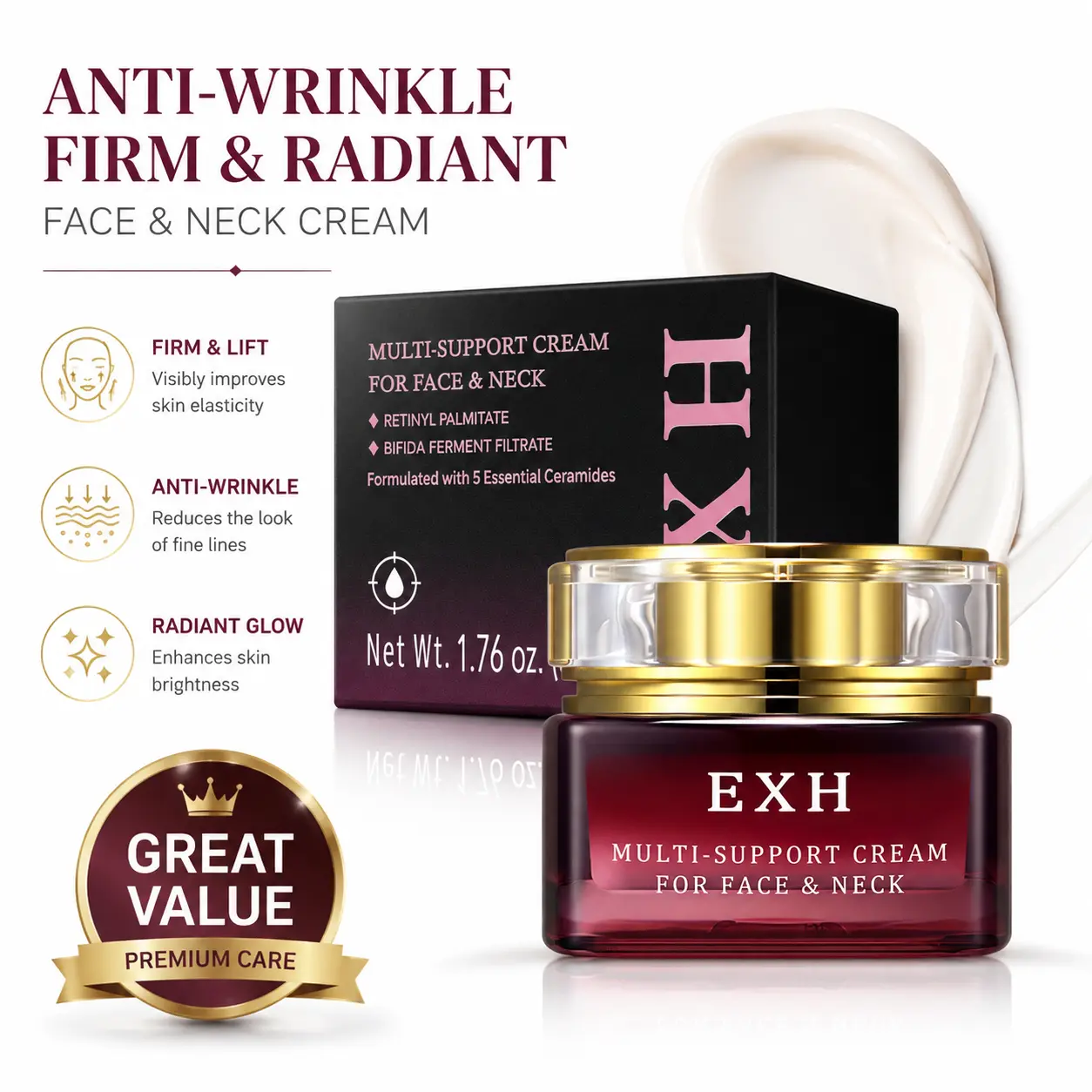 EXH Anti-Aging Moisturizer – Wrinkle Repair, Hydrating & Brightening Cream-D